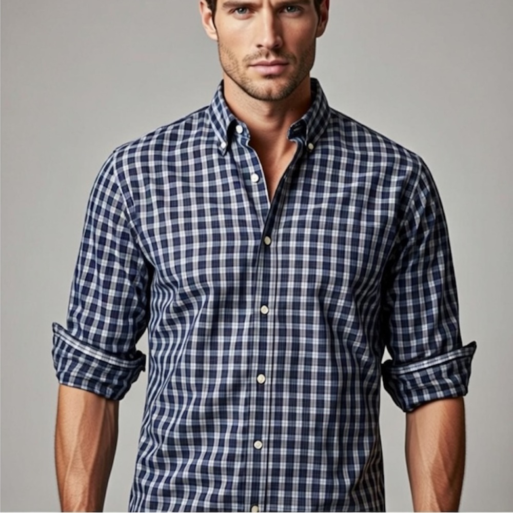 LUCKY BRAND California Fit Blue Plaid Shirt